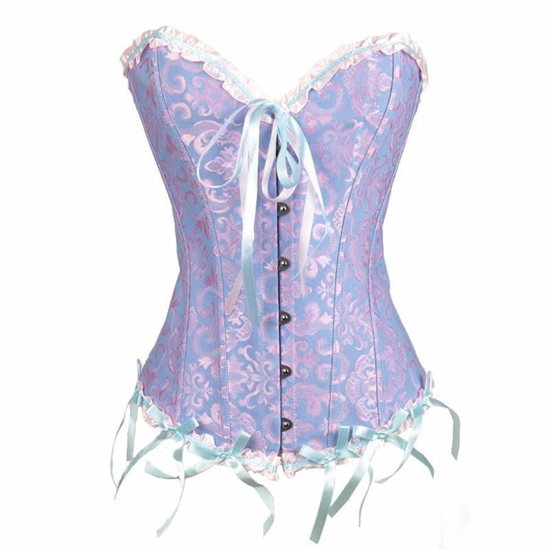 Women Flower Pattern Strapless Bustier Corset - Sins & Temptations