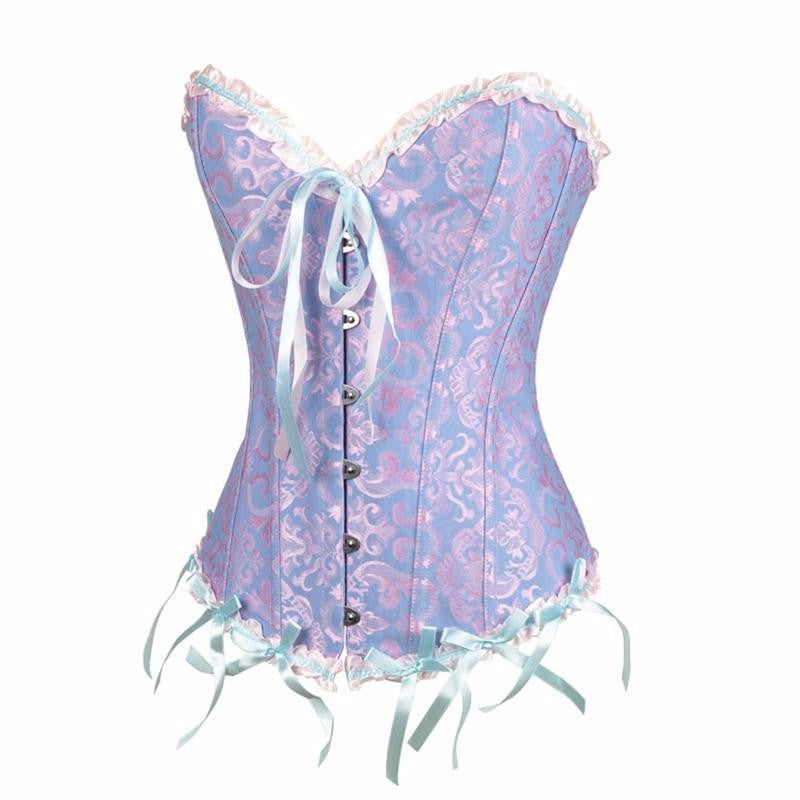 Women Flower Pattern Strapless Bustier Corset - Sins & Temptations
