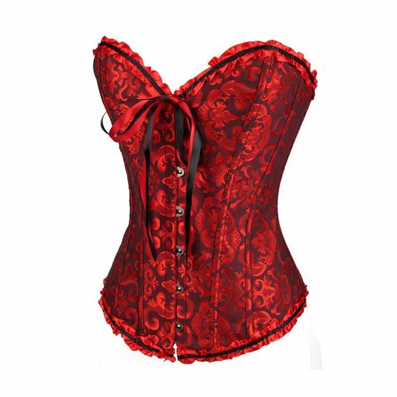 Women Flower Pattern Strapless Bustier Corset - Sins & Temptations