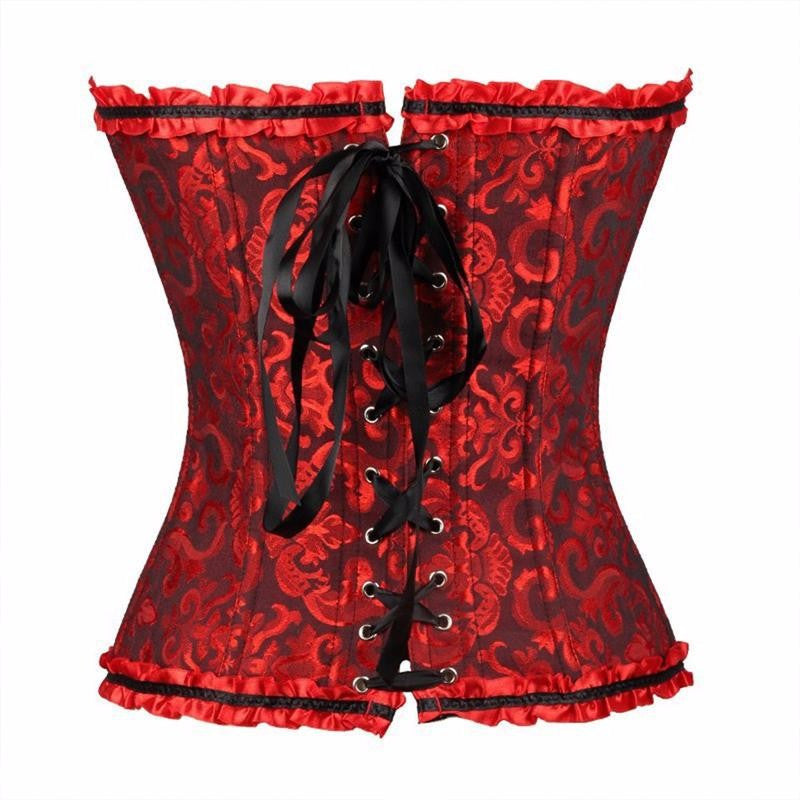 Women Flower Pattern Strapless Bustier Corset - Sins & Temptations