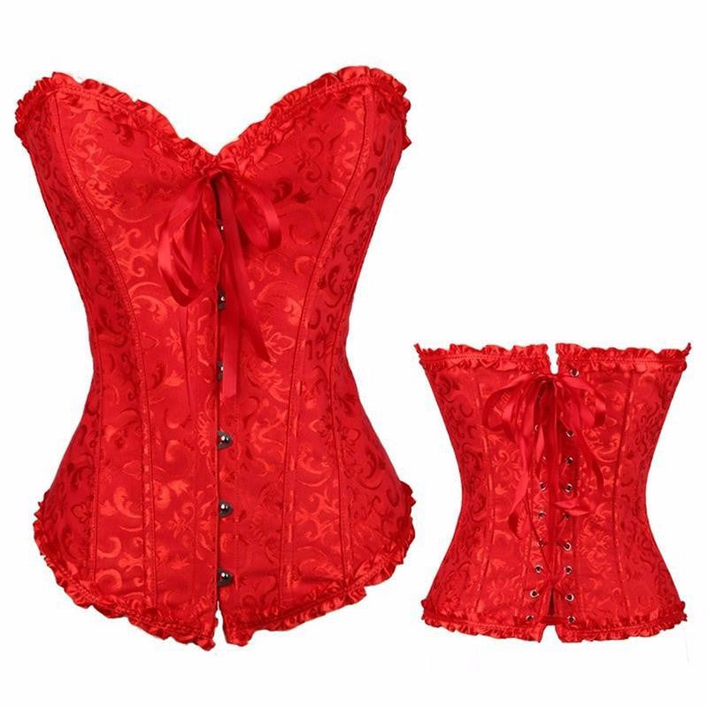 Women Flower Pattern Strapless Bustier Corset - Sins & Temptations