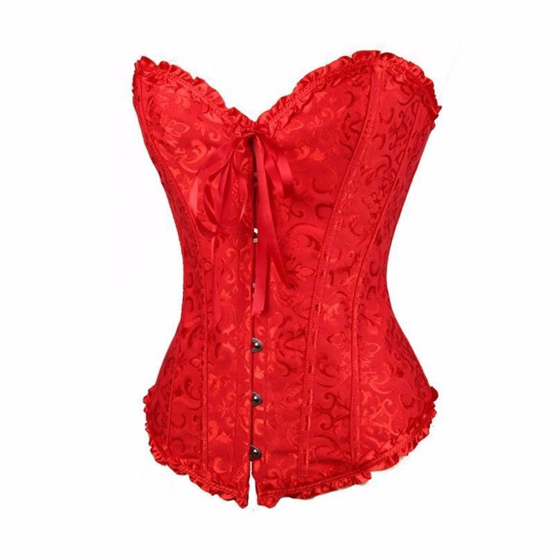 Women Flower Pattern Strapless Bustier Corset - Sins & Temptations