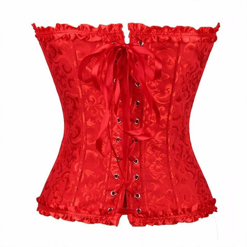 Women Flower Pattern Strapless Bustier Corset - Sins & Temptations