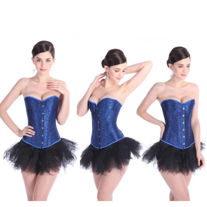 Overbust Corset Tops Satin Boned Back Lace Closure Corsets - Sins & Temptations