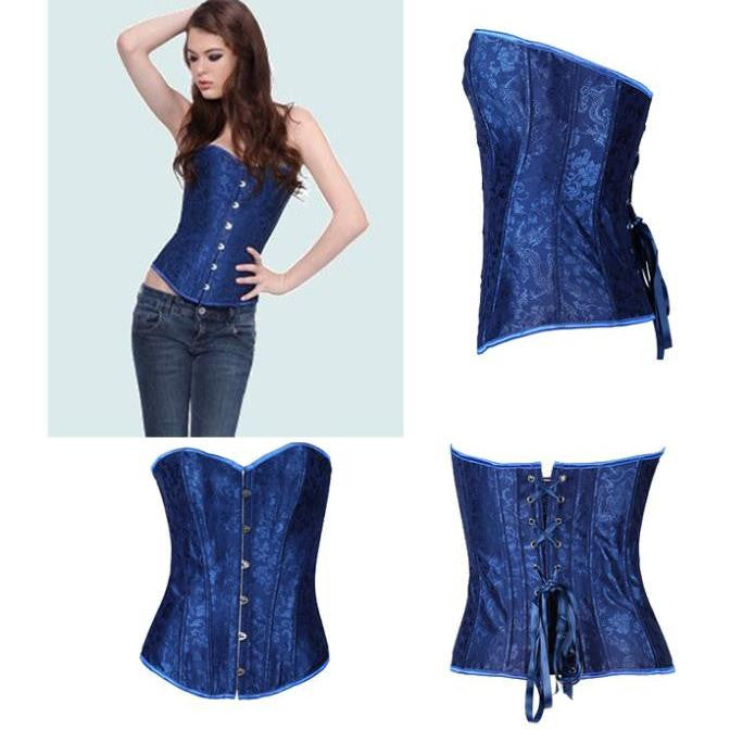 Overbust Corset Tops Satin Boned Back Lace Closure Corsets - Sins & Temptations
