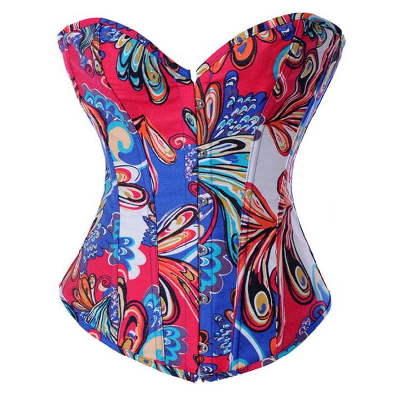 Women Flower Pattern Strapless Bustier Corset - Sins & Temptations
