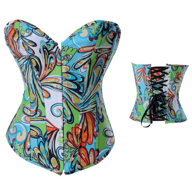 Women Flower Pattern Strapless Bustier Corset - Sins & Temptations