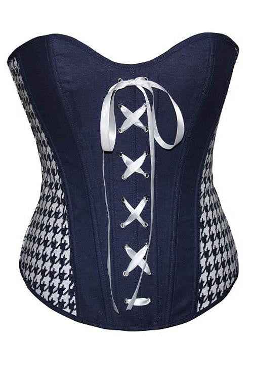 Denim Fashion Corset Gothic Steampunk Cincher Lace-Up Front - Sins & Temptations