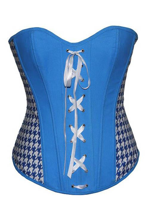Denim Fashion Corset Gothic Steampunk Cincher Lace-Up Front - Sins & Temptations