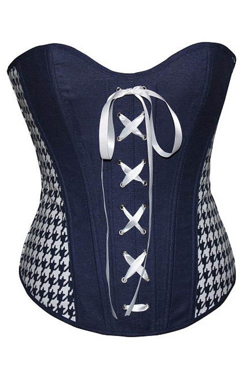 Denim Fashion Corset Gothic Steampunk Cincher Lace-Up Front - Sins & Temptations
