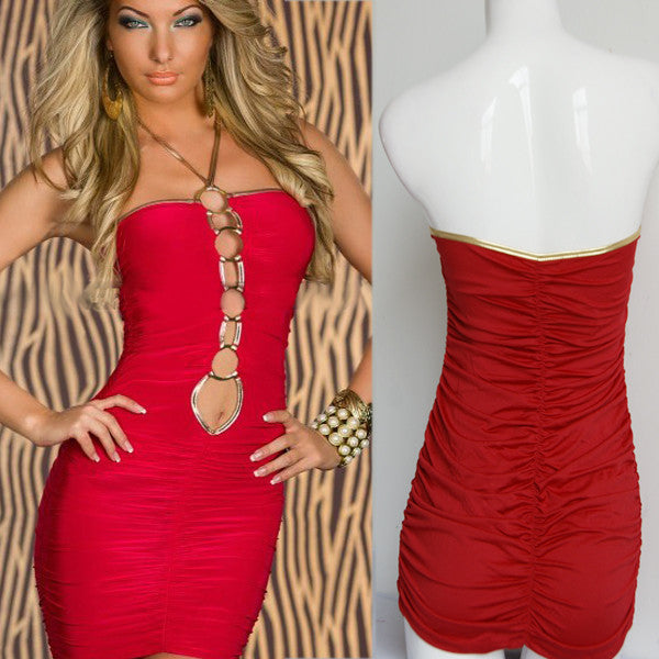 Sexy Lady White Black Red Sleeveless Cocktail Sexy Dress - Sins & Temptations