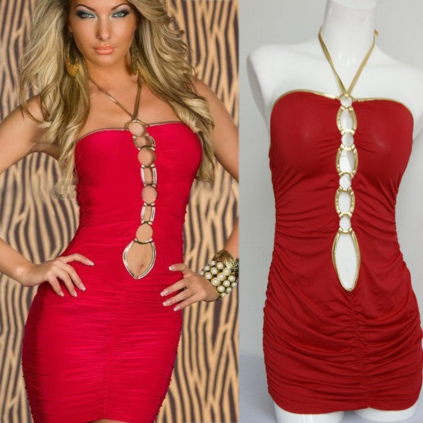 Sexy Lady White Black Red Sleeveless Cocktail Sexy Dress - Sins & Temptations