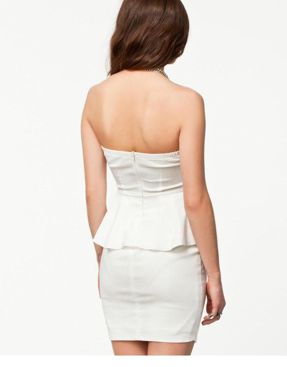 Peplum Strapless Front Zipper Women Mini Dress - Sins & Temptations