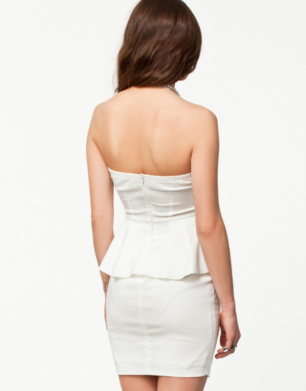 Peplum Strapless Front Zipper Women Mini Dress - Sins & Temptations