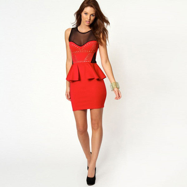 Women Mini Sleeveless Peplum Dress - Sins & Temptations