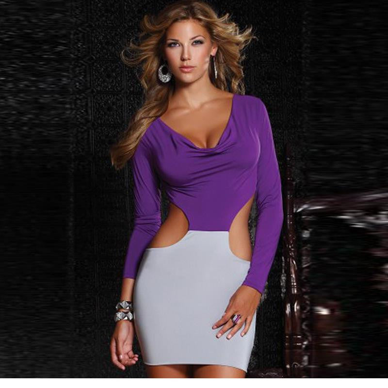 Contrast Color Long Sleeve Fashion Dress - Sins & Temptations