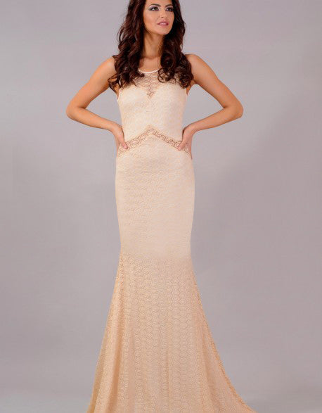 Mermaid Lace Party Womens Scoop Neck Sleeveless Embellished Backless Long Dress - Sins & Temptations