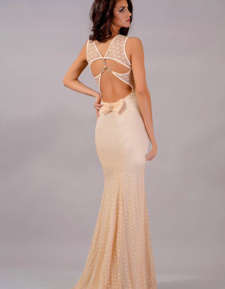 Mermaid Lace Party Womens Scoop Neck Sleeveless Embellished Backless Long Dress - Sins & Temptations
