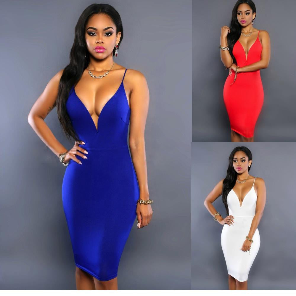 Midi Backless Spaghetti Strap Club Party Robe Dress - Sins & Temptations