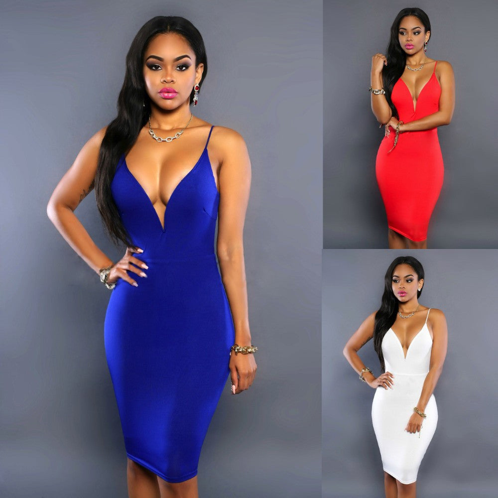 Midi Backless Spaghetti Strap Club Party Robe Dress - Sins & Temptations