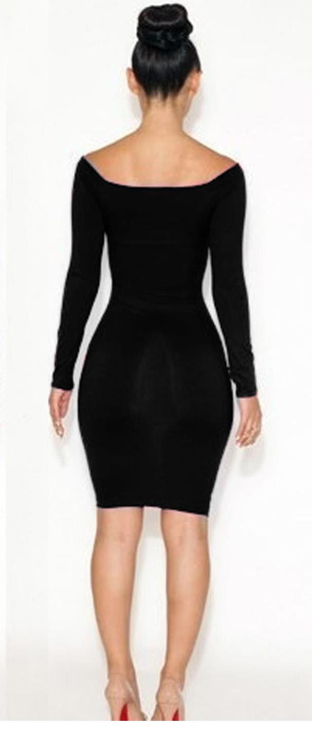 British Fashion Autumn Deep O-neck Long Sleeve Bodycon Midi Dress - Sins & Temptations