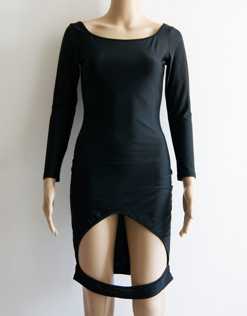 British Fashion Autumn Deep O-neck Long Sleeve Bodycon Midi Dress - Sins & Temptations