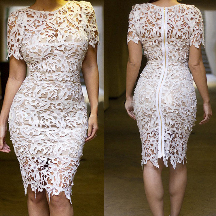 Cream White Lace Midi Party Dress - Sins & Temptations