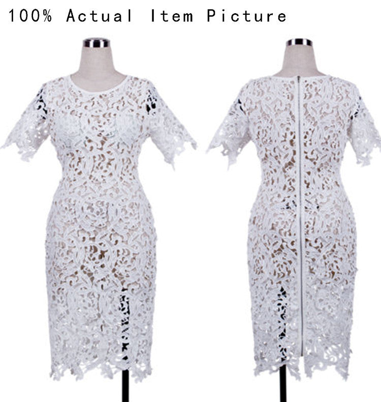 Cream White Lace Midi Party Dress - Sins & Temptations