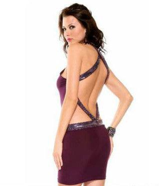 Purple Sequined Short Dress - Sins & Temptations