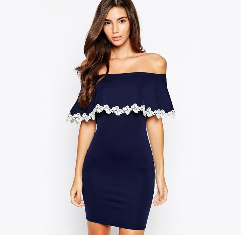 Hot Ladies Strapless Dress with Lace Trim Elegant party Dress - Sins & Temptations