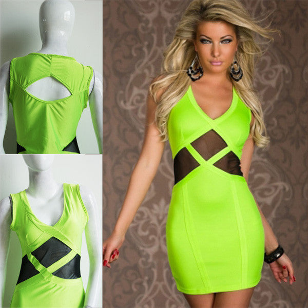 Green Sexy Mini Mesh Clubwear Dress - Sins & Temptations