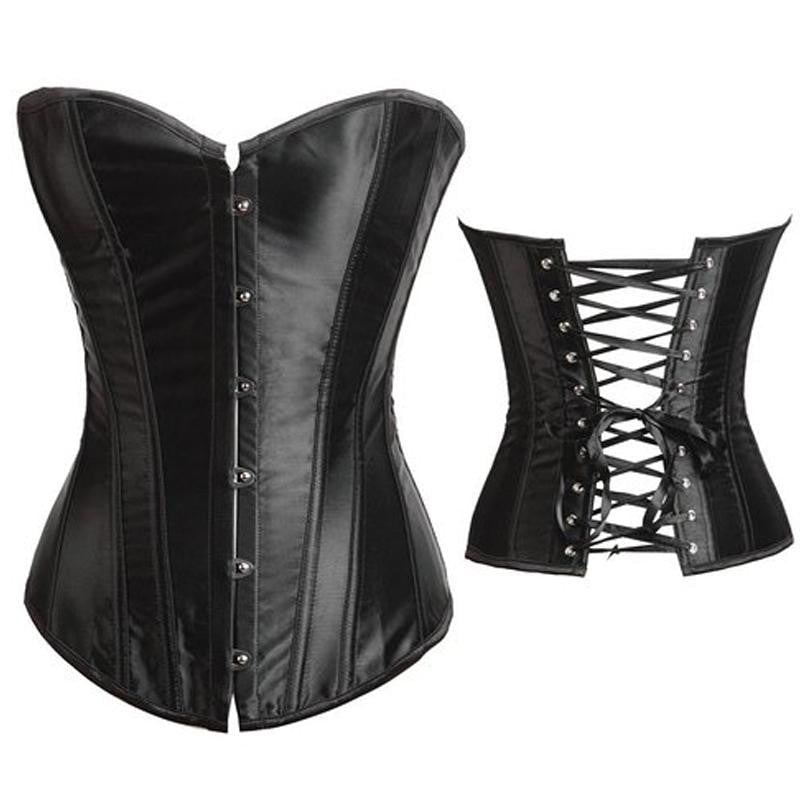 Pure Hot Satin Bustier Lace up Boned Top Corset Overbust Brocade - Sins & Temptations