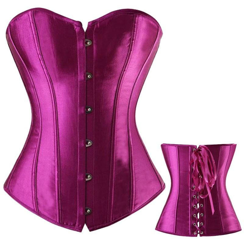 Pure Hot Satin Bustier Lace up Boned Top Corset Overbust Brocade - Sins & Temptations