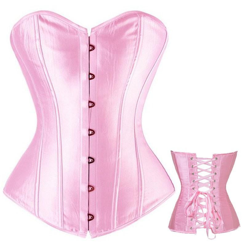 Pure Hot Satin Bustier Lace up Boned Top Corset Overbust Brocade - Sins & Temptations