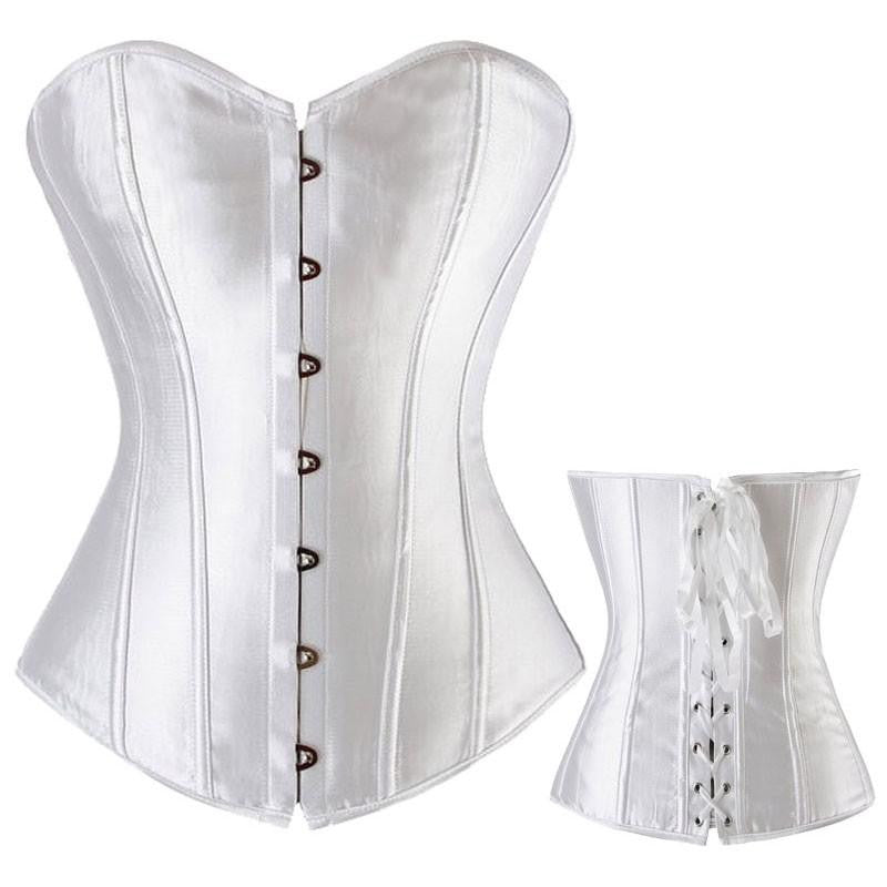 Pure Hot Satin Bustier Lace up Boned Top Corset Overbust Brocade - Sins & Temptations