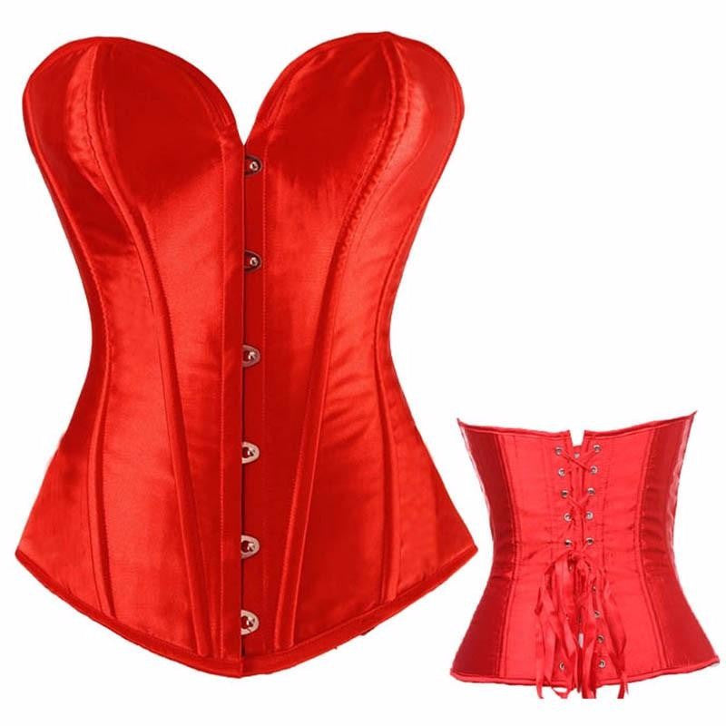 Pure Hot Satin Bustier Lace up Boned Top Corset Overbust Brocade - Sins & Temptations