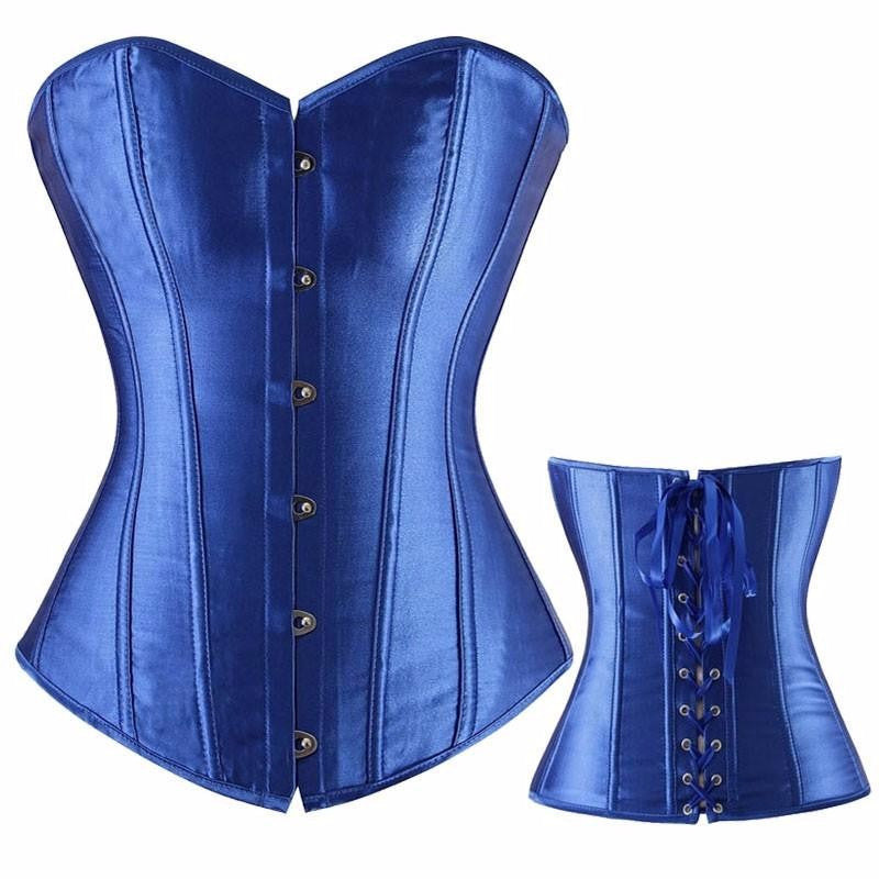 Pure Hot Satin Bustier Lace up Boned Top Corset Overbust Brocade - Sins & Temptations