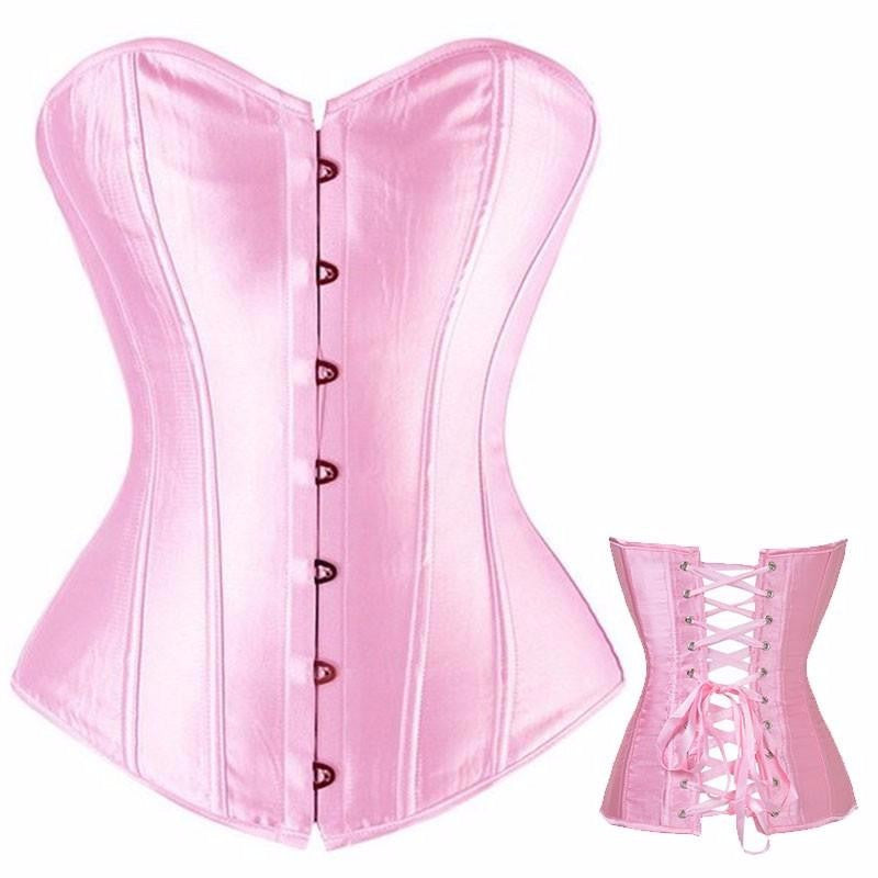 Pure Hot Satin Bustier Lace up Boned Top Corset Overbust Brocade - Sins & Temptations