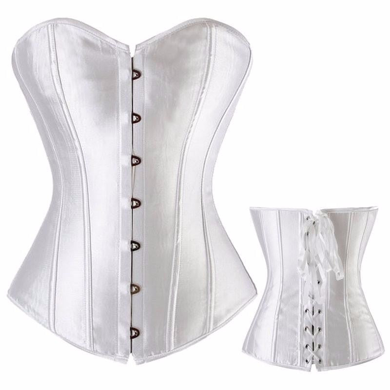 Pure Hot Satin Bustier Lace up Boned Top Corset Overbust Brocade - Sins & Temptations