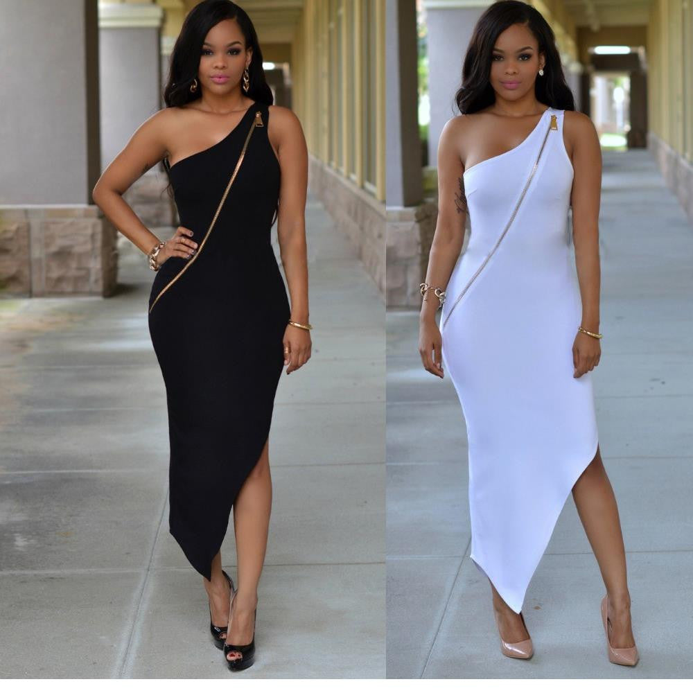 Hot Summer Maxi AsymmetricalClub Zipper Party Bodycon Robe Femme Dress - Sins & Temptations