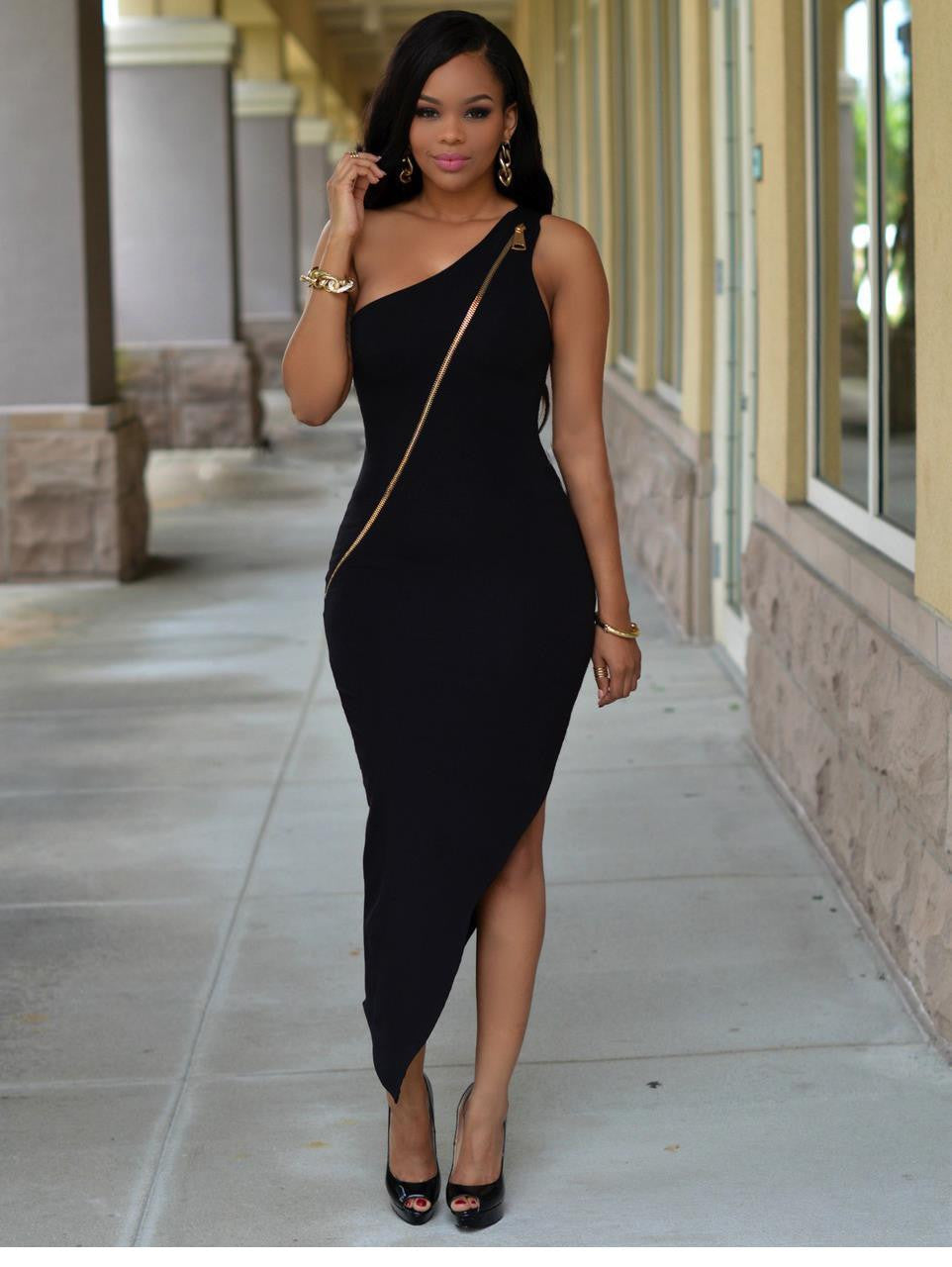 Hot Summer Maxi AsymmetricalClub Zipper Party Bodycon Robe Femme Dress - Sins & Temptations