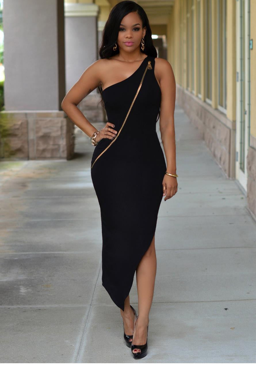 Hot Summer Maxi AsymmetricalClub Zipper Party Bodycon Robe Femme Dress - Sins & Temptations