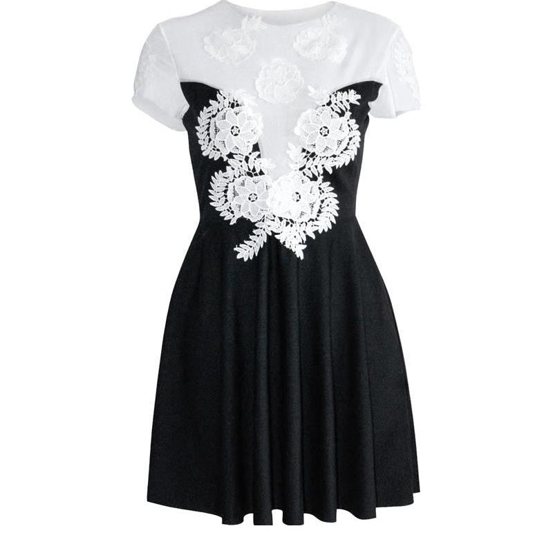 Hot Sale Black White Lace Up Sexy Dress - Sins & Temptations
