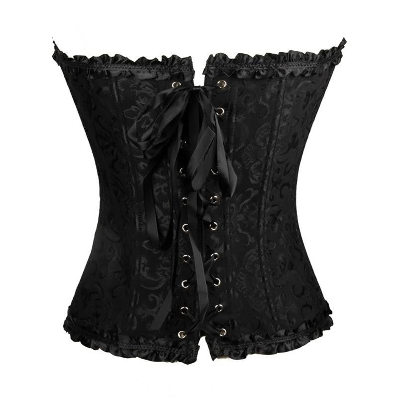Plus Size Womens Flower Pattern Strapless Bustier Corset Embroidery - Sins & Temptations
