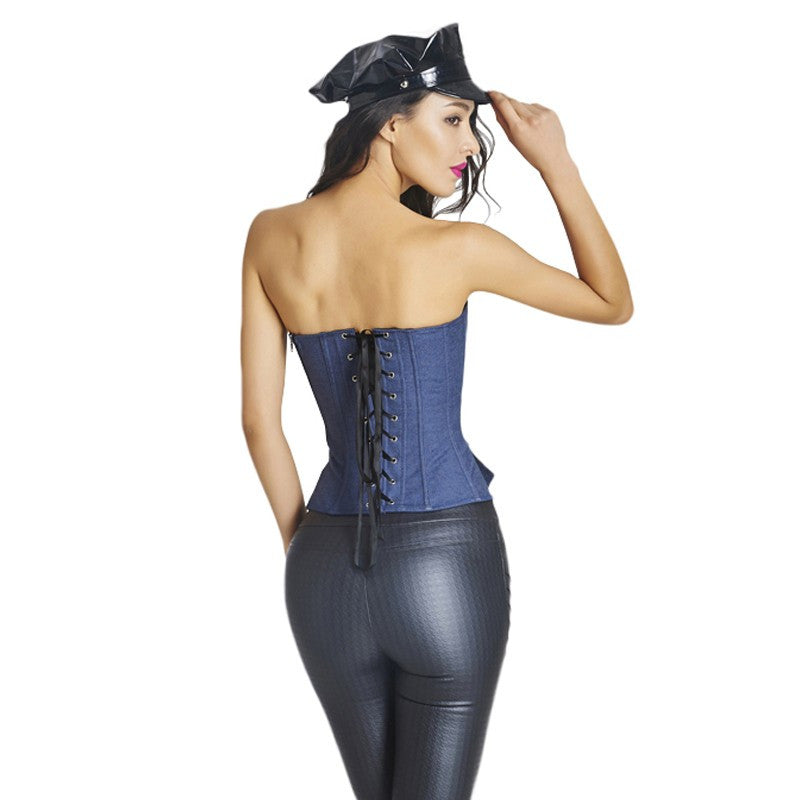 New Hot Police Cops Waist Corset Costume With Belt - Sins & Temptations