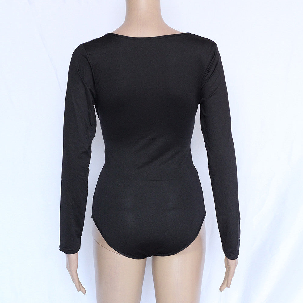 Women Black Long Sleeve Overrall One Piece Top - Sins & Temptations