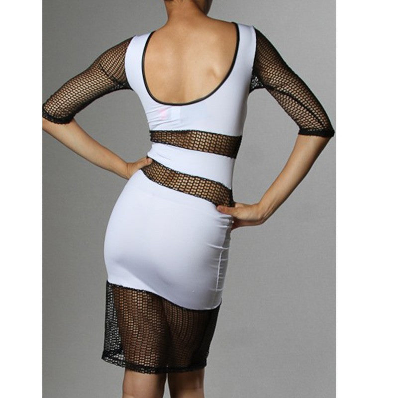 New Fashion Sleeveless Pink Net Midi Patchwork Robe Clubwear - Sins & Temptations