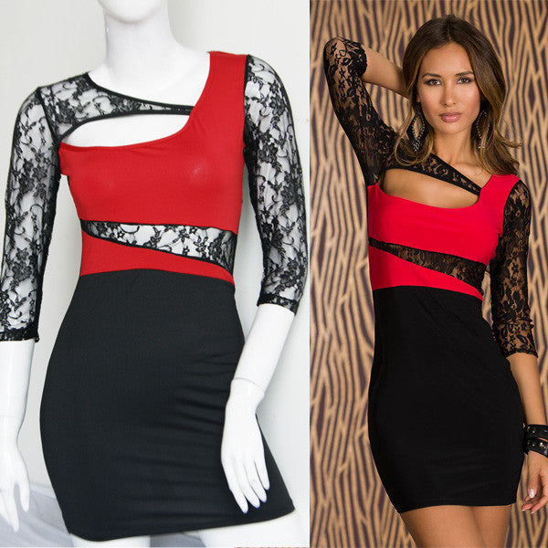 Sexy Lace Long Sleeve Mini Dress - Sins & Temptations