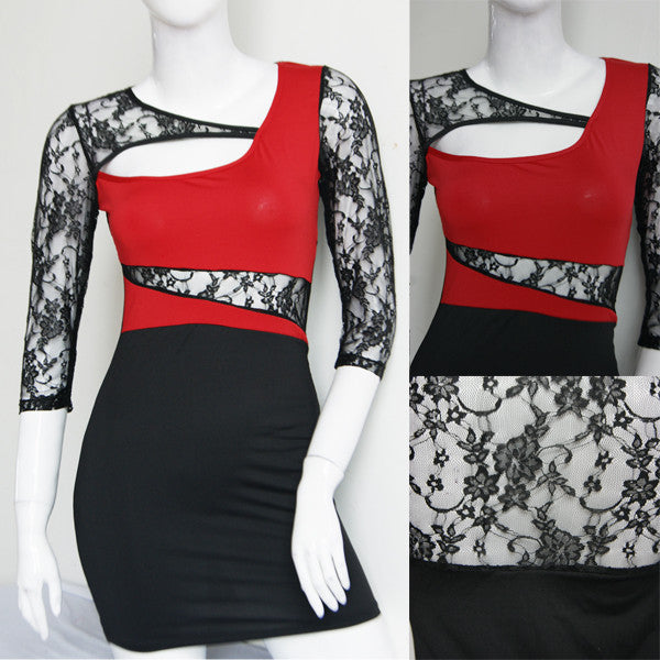 Sexy Lace Long Sleeve Mini Dress - Sins & Temptations
