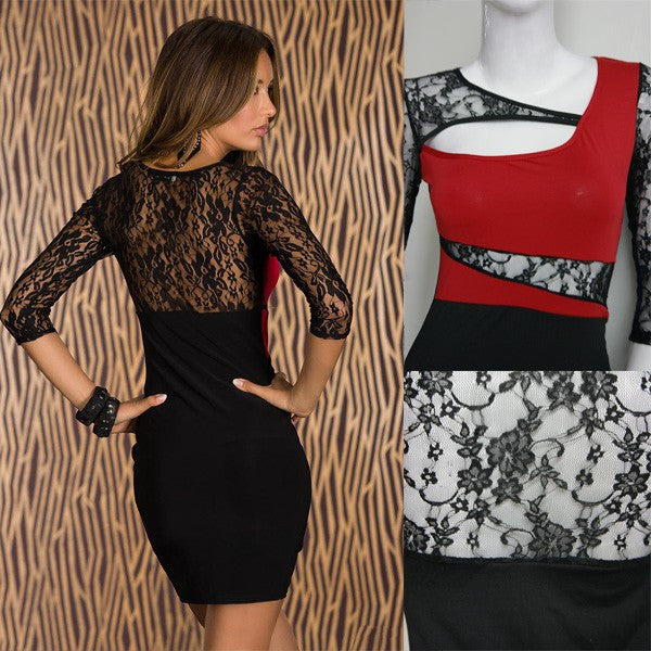 Sexy Lace Long Sleeve Mini Dress - Sins & Temptations